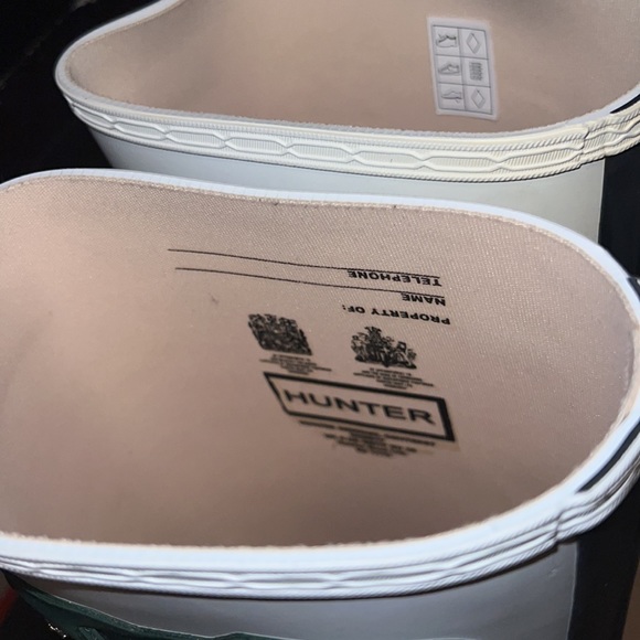Hunter Original Contrast Tall Rainboots White Matte Green/Black Trim Po - Picture 4 of 5
